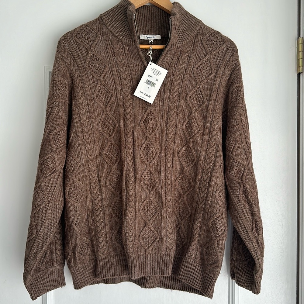 Splendid Quarter Zip Cable Sweater and Jogger SET Dakota Sise Small